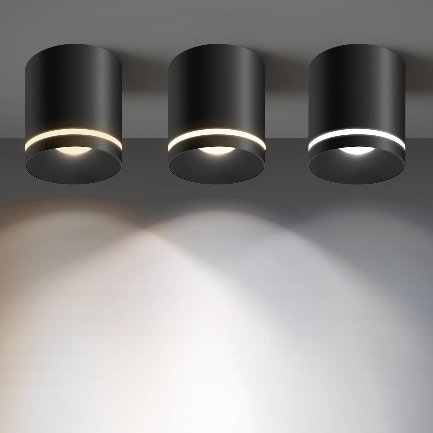 5.9“ Ceiling Light Fixtures, 20W 1800LM 3CCT 2700K-6000K Dimmable Flush Mount Ceiling Light for Hallway Kitchen Entryway, Black Cylinder Ceiling Lighting for Living Room 1-Pack