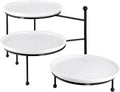 Tiered Serving Tray for Party, 10 Inch Dessert Display Stand, Black | 3*Porcelain Durable Round Serving Plates, Microwave/Dishwasher Safe,Easy Clean, Cupcakes Fruit Modern Serving