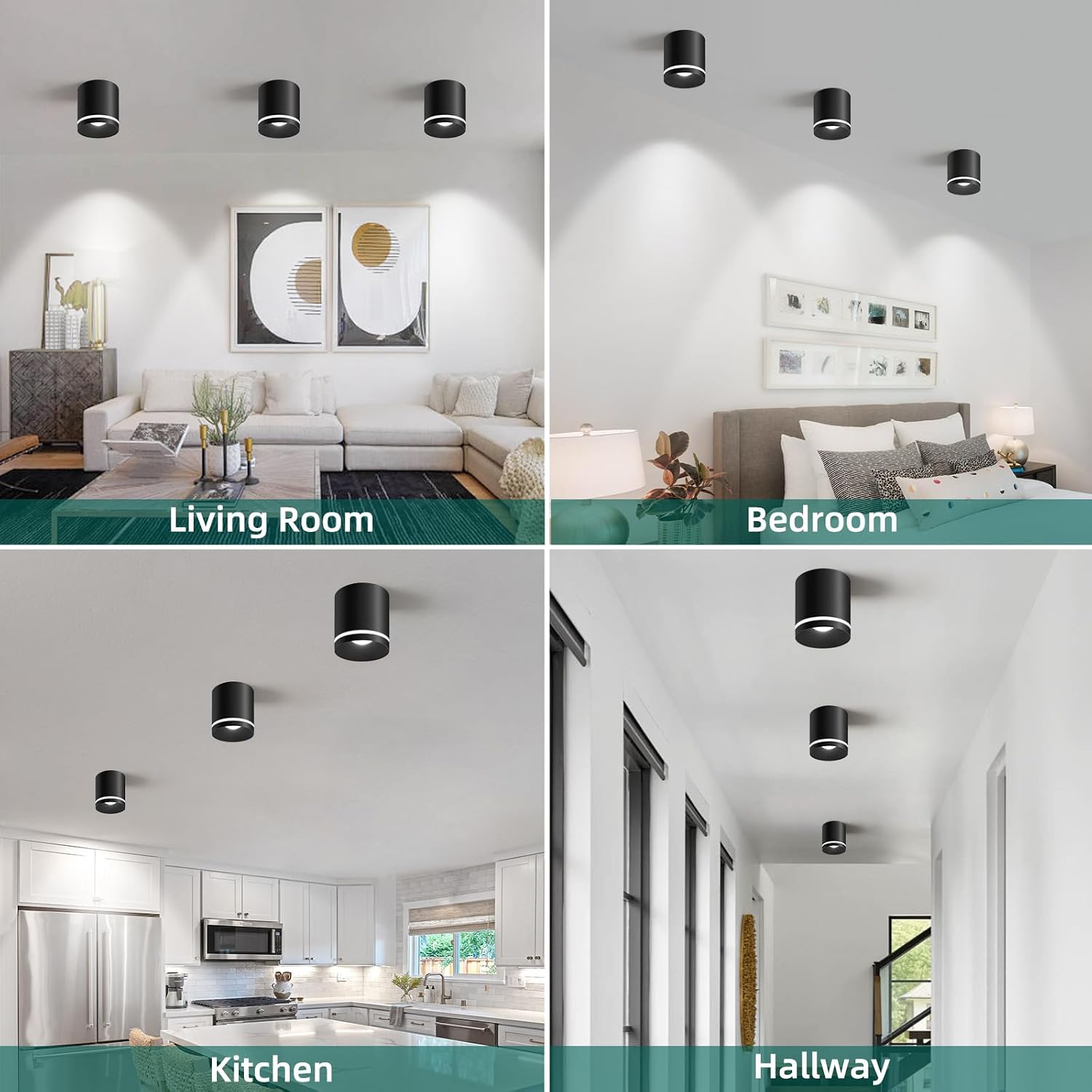 5.9“ Ceiling Light Fixtures, 20W 1800LM 3CCT 2700K-6000K Dimmable Flush Mount Ceiling Light for Hallway Kitchen Entryway, Black Cylinder Ceiling Lighting for Living Room 1-Pack