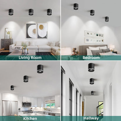 5.9“ Ceiling Light Fixtures, 20W 1800LM 3CCT 2700K-6000K Dimmable Flush Mount Ceiling Light for Hallway Kitchen Entryway, Black Cylinder Ceiling Lighting for Living Room 1-Pack