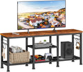 Maplecrest Home 55" TV Stand with Open Storage Shelves, Entertainment Center Media Console with Soundbar Shelf, Rustic Brown