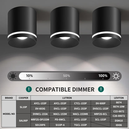 5.9“ Ceiling Light Fixtures, 20W 1800LM 3CCT 2700K-6000K Dimmable Flush Mount Ceiling Light for Hallway Kitchen Entryway, Black Cylinder Ceiling Lighting for Living Room 1-Pack