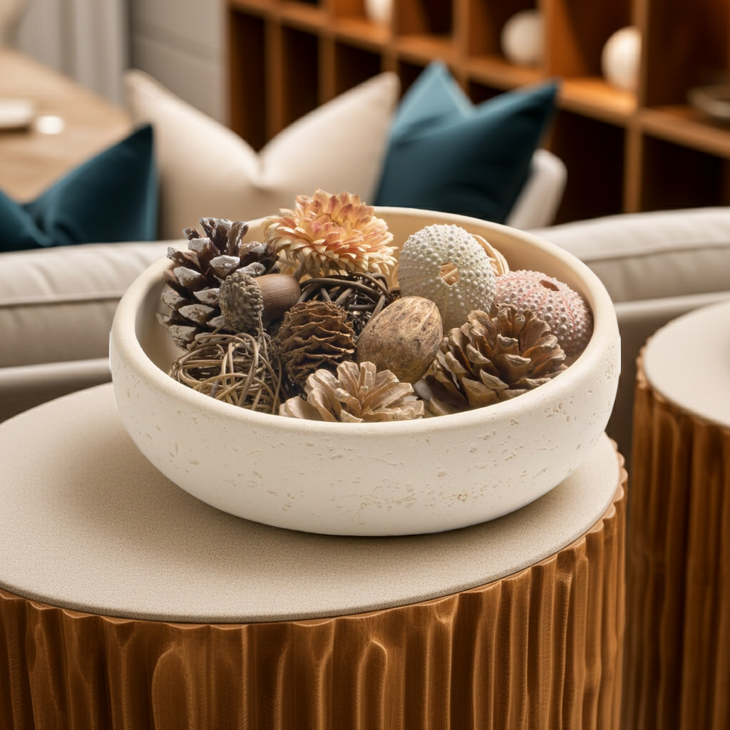 7-Inch Resin Decorative Bowl for Home Decor, Modern Catchall Bowl for Entryway Table, Coffee Table Centerpiece