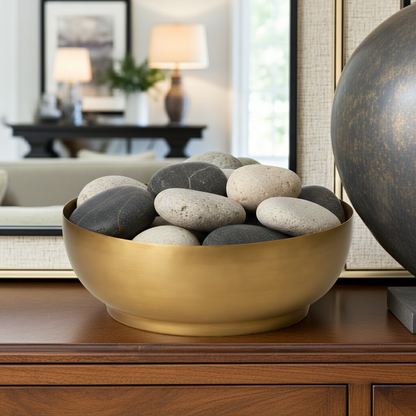 Serene Spaces Living Antique Brass Decorative Bowl, 8 Inch Round Catchall Bowl for Entryway Table, Dining Table and Home Decor