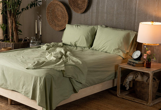 Maplecrest Home - Crinkle Percale Organic Cotton Sheet Set + Pillowcases (Final Sale)