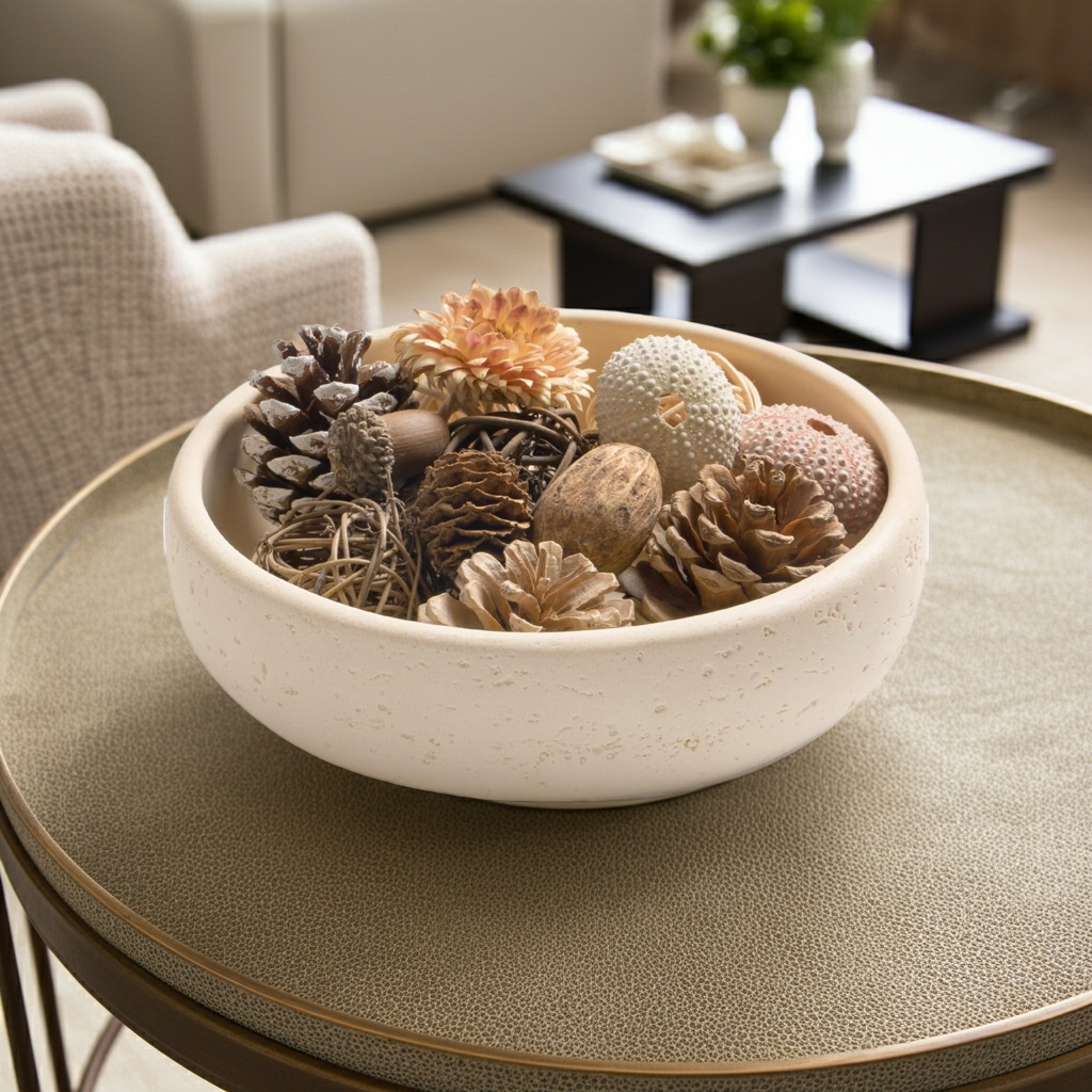 7-Inch Resin Decorative Bowl for Home Decor, Modern Catchall Bowl for Entryway Table, Coffee Table Centerpiece