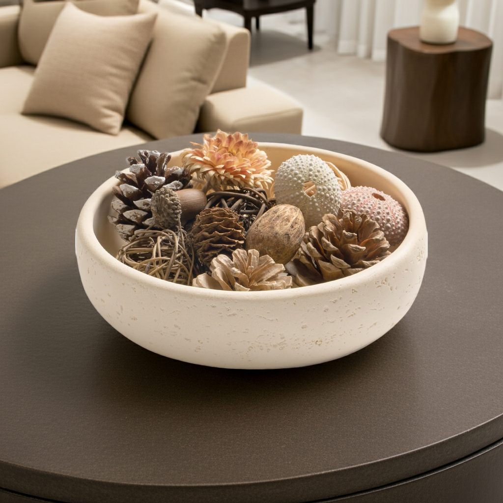 7-Inch Resin Decorative Bowl for Home Decor, Modern Catchall Bowl for Entryway Table, Coffee Table Centerpiece